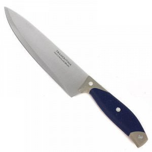 Нож кухонный 190мм широкое лезвие, с синей прорезиненной руч