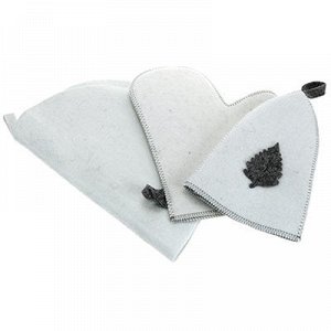 Комплект банный из войлока 3 предмета: шапка, рукавица, ковр