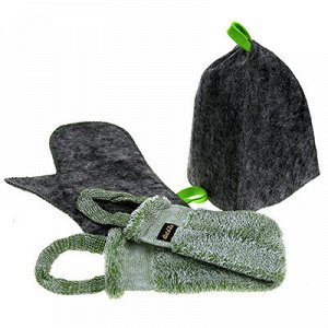 Комплект банный из войлока 3 предмета: шапка, рукавица, моча