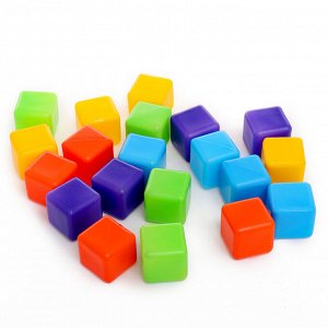 Кубики детские, пластиковые, цветные, 20 штук, 4 x 4 см