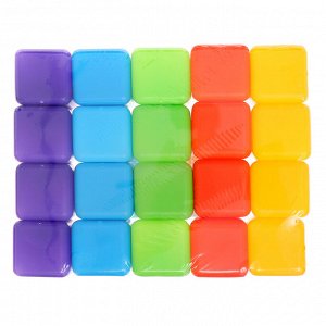 Кубики детские, пластиковые, цветные, 20 штук, 4 x 4 см