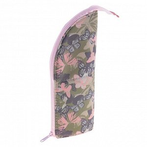 Пенал мягкий тубус-подставка «Камуфляж бабочки», для девочки, 85х210 мм