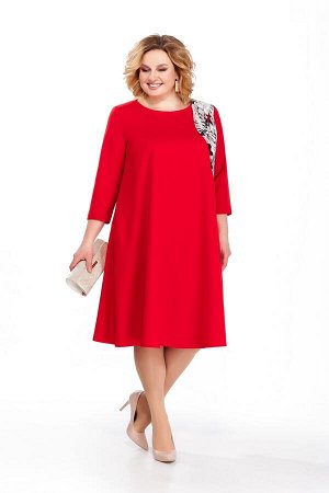 Платье Платье Pretty 863 красное 
Состав ткани: Вискоза-20%; ПЭ-76%; Эластан-4%; 
Рост: 164 см.

Платье, прилегающее вверху и сильно расширенное к низу. На переде обработан декор из настроченных поло
