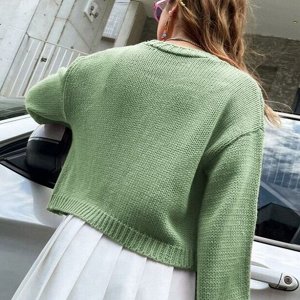 Кардиган женский, укороченный с цветами