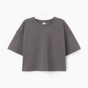 Футболка укороченная женская MINAKU OVERSIZE FIT: цвет графит