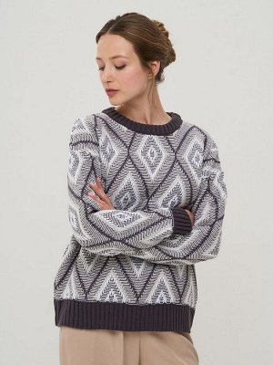 Джемпер женский 9242-94180   6500205/501/6000085 графит/белый/оттепель