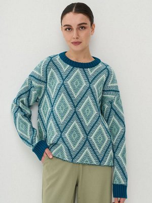 Джемпер женский 9242-94180   906/494/118 Айвазовский/бирюзовая пастель/молоко
