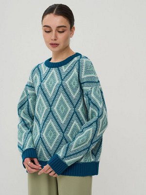 Джемпер женский 9242-94180   906/494/118 Айвазовский/бирюзовая пастель/молоко