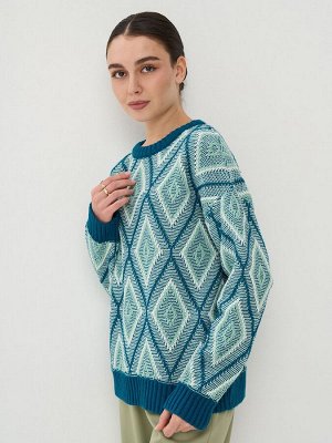 Джемпер женский 9242-94180   906/494/118 Айвазовский/бирюзовая пастель/молоко