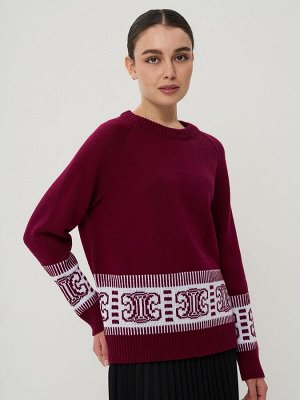 Джемпер женский 9242-94132   242/501 винная груша/белый