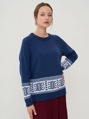 Джемпер женский 9242-94132   8400277/501 индиго/белый