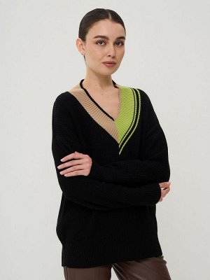 Джемпер женский 9242-94110   9500/5200785/321 чёрный/латте/жасминовый чай