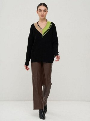 Джемпер женский 9242-94110   9500/5200785/321 чёрный/латте/жасминовый чай