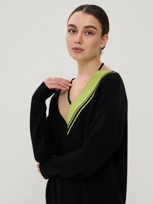 Джемпер женский 9242-94110   9500/5200785/321 чёрный/латте/жасминовый чай