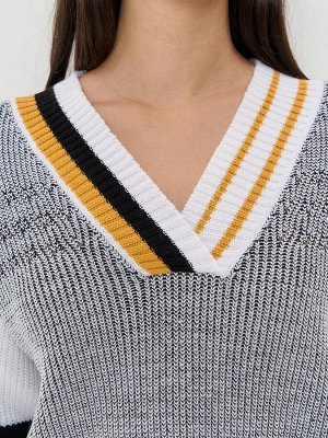 Джемпер женский 7242-40316   501/9500/1600300 белый/чёрный/шафран