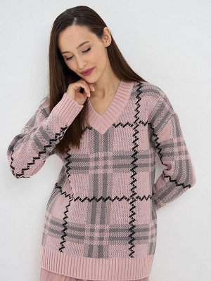 Джемпер женский 7242-40293   2200764/6400173/9500 фруктовый сорбет/титаниум/чёрный