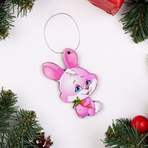 Ёлочная игрушка двусторонняя «Зайка», 9x6 см
