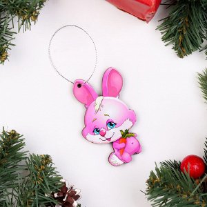 Ёлочная игрушка двусторонняя «Зайка», 9x6 см