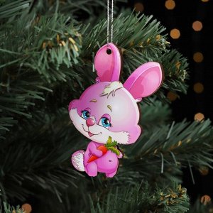 Ёлочная игрушка двусторонняя «Зайка», 9x6 см