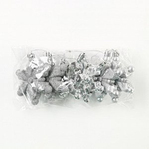 Ёлочные игрушки «Снежинки», серебряные