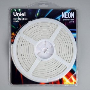 Гибкий неон Uniel 6 ? 12 мм, IP67, 5 м, SMD2835, 120 LED/м, 12 В, свечение холодное белое