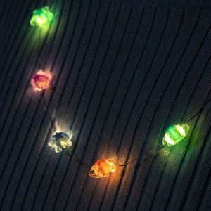 Светодиодные бусы «Звездочки», 80 см, LED(1608)-16-4.6V, AG13x3 (в компл.), 3 режима свечение тёплое белое