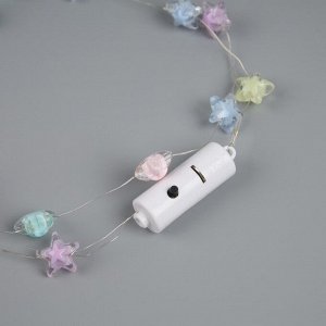 Светодиодные бусы «Звездочки», 80 см, LED(1608)-16-4.6V, AG13x3 (в компл.), 3 режима свечение тёплое белое