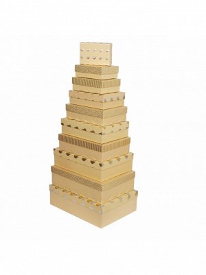 Коробка картон 37 х26,5 х11 см,,,14,5 х10 х5 см набор 10 шт Горох цвет натуральный HS-39-70