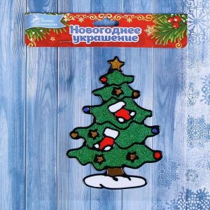 Наклейка на стекло «Ёлочка с носочками» 13*18 см