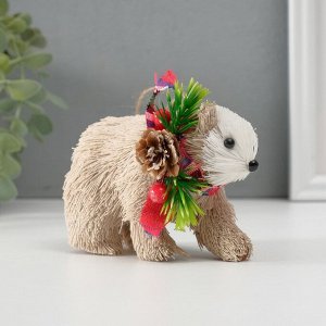 Фигурка подвеска «Мишка с ёлочным венком на шее», 11.5*5.5*8 см