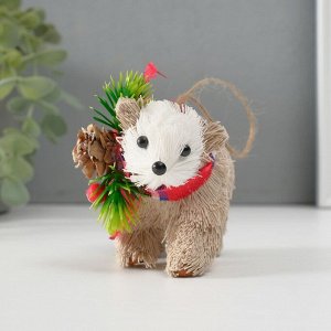 Фигурка подвеска «Мишка с ёлочным венком на шее», 11.5*5.5*8 см