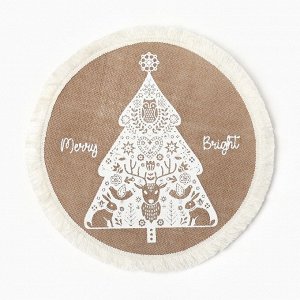 Салфетка сервировочная «Merry bright» цвет белый, 37*37 см, джут