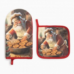 Набор кухонный Этель Сookies варежка 15х28см, прихватка 19х19см,100%хл