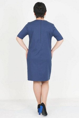 Платье Элегантное платье из хлопкового жаккарда. Цвет синий . Рукав короткий. Без подклада. Размер с 46 по 62.  Длинна изделия 110 см в размере 44-46 и 48-50 Рост модели - 168 см. размер изделия - 46 