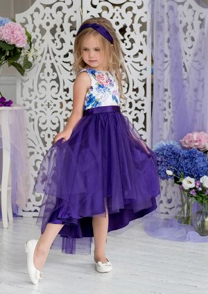 ALOLIKA Оригинальное платье полуприлигающего силуэта с завышенной талией, и с поясом завязывающимся сзади на бант, цвет фиолетовый