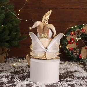 Новогодний шут «С крылышками» сидит, двигается, 39x14 см, золото