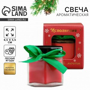 Ароматическая свеча новогодняя в банке «Исполнения заветной мечты», лесные ягоды, 5?5.5?5.5 см
