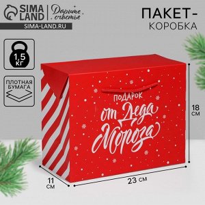 Пакет-коробка новогодний подарочный «Подарок», 23 х 18 х 11 см