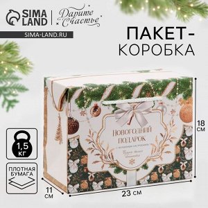 Пакет-коробка новогодний «Подарок для тебя», 23 х 18 х 11 см