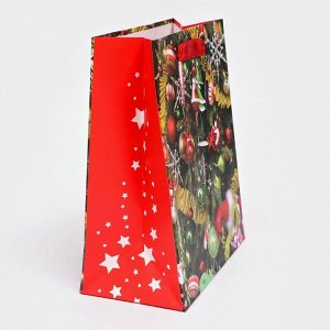 Пакет подарочный новогодний ламинированный «Ёлочные игрушки»,18x23x10 см