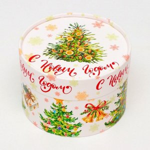 Коробка подарочная новогодняя для макарун тубус без окна «Ёлки», 13?8.5 см