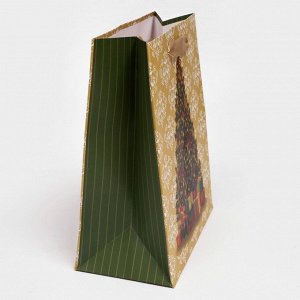Пакет подарочный новогодний ламинированный «Ёлочка с подарками»,18x23x10 см