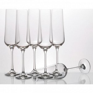 Набор бокалов для шампанского из 6 шт. "сандра" 200 мл. высота=25 см. (кор=8набор.)