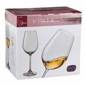 Набор бокалов для вина из 6 шт. "виола микс" 250 мл. высота=21 см. (кор=1набор.)