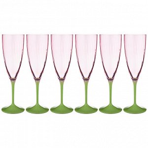 Набор бокалов для шампанского из 6 шт. '"kate optic" 220 мл. высота=23 см (кор=8набор.)