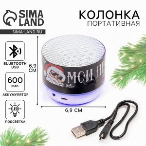Колонка портативная новогодняя «Моя музыка - мои правила», Bluetooth, USB, 6,9 х 6,9 х 5,2 см