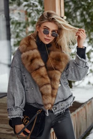 Эксклюзивная джинсовка с мехом куницей