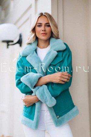 Весенняя джинсовая куртка с мехом норки