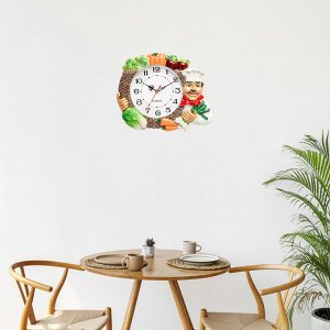 Часы настенные, для кухни «Овощи», плавный ход, d-17 см, 27x34 см