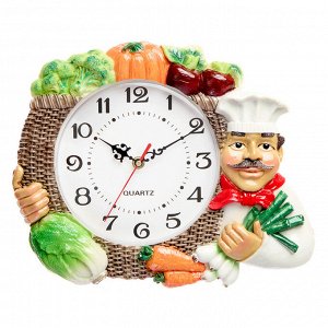 Часы настенные, для кухни «Овощи», плавный ход, d-17 см, 27x34 см
